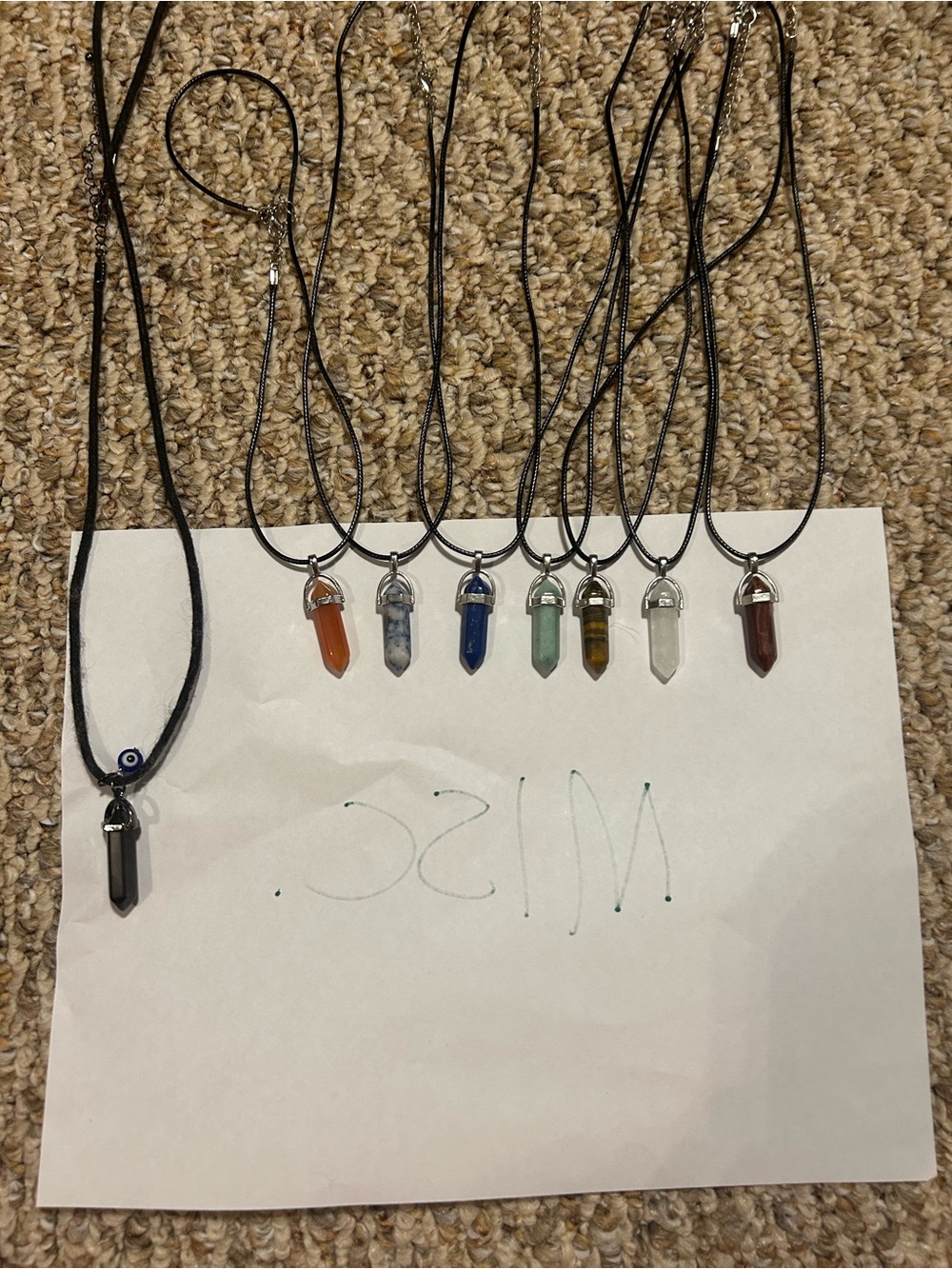 Crystal Point Pendant Necklace Set — Multi Color